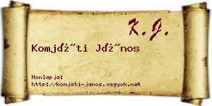 Komjáti János névjegykártya